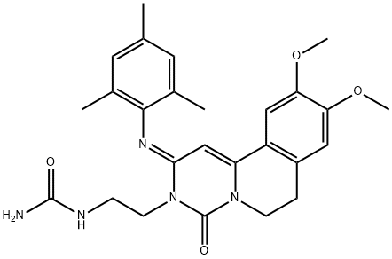 Urea, N-[2-[(2E)-6,7-dihydro-9,10-dimethoxy-4-oxo-2-[(2,4,6-trimethylphenyl)imino]-2H-pyrimido[6,1-a]isoquinolin-3(4H)-yl]ethyl]- Structure