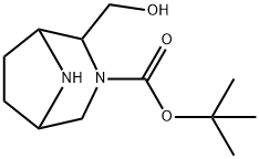 3,8-Diazabicyclo[3.2.1]octane-3-carboxylic acid, 2-(hydroxymethyl)-, 1,1-dimethylethyl ester Structure