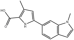 1H-Pyrrole-2-carboxylic acid, 3-methyl-5-(1-methyl-1H-indol-6-yl)- Structure