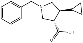 (3S,4S)-1-Benzyl-4-cyclopropylpyrrolidine-3-carboxylic acid Structure