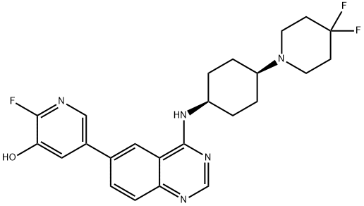 3-Pyridinol, 5-[4-[[cis-4-(4,4-difluoro-1-piperidinyl)cyclohexyl]amino]-6-quinazolinyl]-2-fluoro- Structure