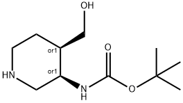 cis-(4-Hydroxymethyl-piperidin-3-yl)-carbamic acid tert-butyl ester Structure