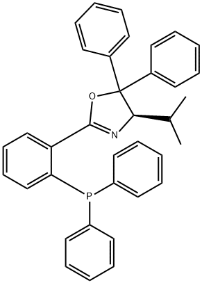 Oxazole, 2-[2-(diphenylphosphino)phenyl]-4,5-dihydro-4-(1-methylethyl)-5,5-diphenyl-, (4R)- 구조식 이미지
