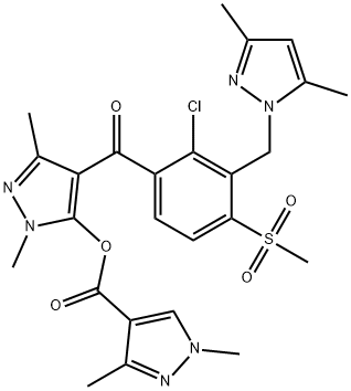 1H-Pyrazole-4-carboxylic acid, 1,3-dimethyl-, 4-[2-chloro-3-[(3,5-dimethyl-1H-pyrazol-1-yl)methyl]-4-(methylsulfonyl)benzoyl]-1,3-dimethyl-1H-pyrazol-5-yl ester Structure