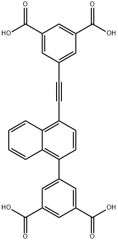 1,3-Benzenedicarboxylic acid, 5-[4-[2-(3,5-dicarboxyphenyl)ethynyl]-1-naphthalenyl]- Structure