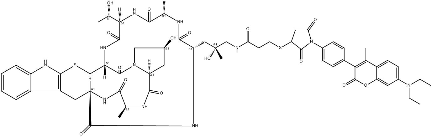 ((R)-4-Hydroxy-4-methyl-Orn(CPM-β-Mpa))-Phalloidin Structure