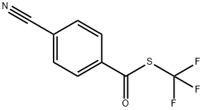 Benzenecarbothioic acid, 4-cyano-, S-(trifluoromethyl) ester Structure