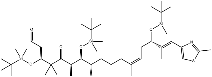 12,16-Heptadecadienal, 3,7,15-tris[[(1,1-dimethylethyl)dimethylsilyl]oxy]-4,4,6,8,12,16-hexamethyl-17-(2-methyl-4-thiazolyl)-5-oxo-, (3S,6R,7S,8S,12Z,15S,16E)- 구조식 이미지