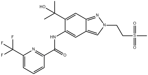 2-Pyridinecarboxamide, N-[6-(1-hydroxy-1-methylethyl)-2-[2-(methylsulfonyl)ethyl]-2H-indazol-5-yl]-6-(trifluoromethyl)- Structure