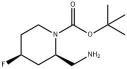 1-Piperidinecarboxylic acid, 2-(aminomethyl)-4-fluoro-, 1,1-dimethylethyl ester, (2R,4S)- 구조식 이미지