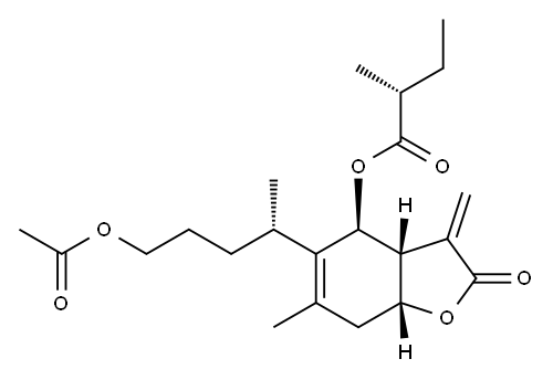 1-O-Acetyl-6alpha-O-(2-methylbutyryl)britannilactone Structure