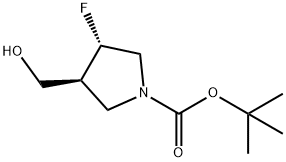 1-Pyrrolidinecarboxylic acid, 3-fluoro-4-(hydroxymethyl)-, 1,1-dimethylethyl ester, (3S,4S)- Structure