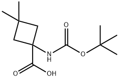 Cyclobutanecarboxylic acid, 1-[[(1,1-dimethylethoxy)carbonyl]amino]-3,3-dimethyl- Structure