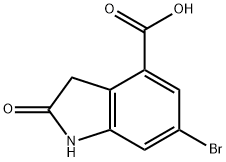 1H-Indole-4-carboxylic acid, 6-bromo-2,3-dihydro-2-oxo- 구조식 이미지