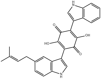 2,5-Cyclohexadiene-1,4-dione, 2,5-dihydroxy-3-(1H-indol-3-yl)-6-[5-(3-methyl-2-buten-1-yl)-1H-indol-3-yl]- 구조식 이미지