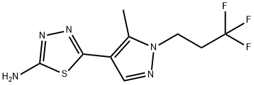 5-[5-methyl-1-(3,3,3-trifluoropropyl)-1H-pyrazol-4-yl]-1,3,4-thiadiazol-2-amine 구조식 이미지