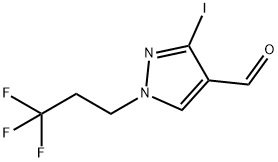 3-iodo-1-(3,3,3-trifluoropropyl)-1H-pyrazole-4-carbaldehyde 구조식 이미지