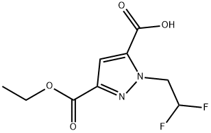 1-(2,2-difluoroethyl)-3-(ethoxycarbonyl)-1H-pyrazole-5-carboxylic acid Structure