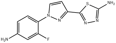 5-[1-(4-amino-2-fluorophenyl)-1H-pyrazol-3-yl]-1,3,4-thiadiazol-2-amine Structure