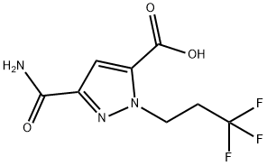 3-(aminocarbonyl)-1-(3,3,3-trifluoropropyl)-1H-pyrazole-5-carboxylic acid Structure