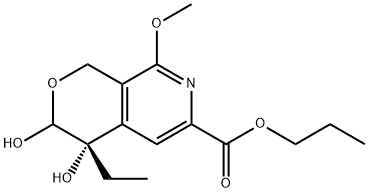 1H-Pyrano[3,4-c]pyridine-6-carboxylic acid, 4-ethyl-3,4-dihydro-3,4-dihydroxy-8-methoxy-, propyl ester, (4S)- 구조식 이미지
