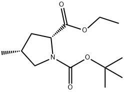 1,2-Pyrrolidinedicarboxylic acid, 4-methyl-, 1-(1,1-dimethylethyl) 2-ethyl ester, (2R,4R)- Structure