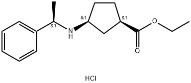 (1R,3S)-Ethyl 3-((r)-1-phenylethylamino)cyclopentanecarboxylate hcl Structure