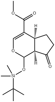 Cyclopenta[c]pyran-4-carboxylic acid, 1-[[(1,1-dimethylethyl)dimethylsilyl]oxy]-1,4a,5,6,7,7a-hexahydro-7-oxo-, methyl ester, (4aS,7aR)- Structure