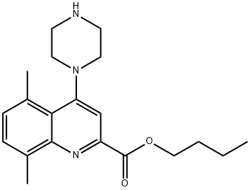 2-Quinolinecarboxylic acid, 5,8-dimethyl-4-(1-piperazinyl)-, butyl ester Structure