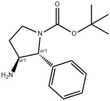 1-Pyrrolidinecarboxylic acid, 3-amino-2-phenyl-, 1,1-dimethylethyl ester, (2R,3S)-rel- Structure