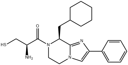 1-Propanone, 2-amino-1-[(8S)-8-(cyclohexylmethyl)-5,6-dihydro-2-phenylimidazo[1,2-a]pyrazin-7(8H)-yl]-3-mercapto-, (2R)- Structure