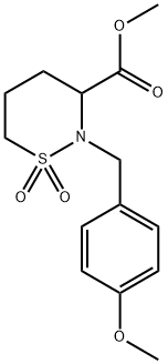 2H-1,2-Thiazine-3-carboxylic acid, tetrahydro-2-[(4-methoxyphenyl)methyl]-, methyl ester, 1,1-dioxide Structure