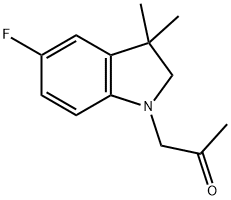 2-Propanone, 1-(5-fluoro-2,3-dihydro-3,3-dimethyl-1H-indol-1-yl)- Structure