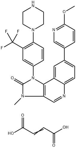 8-(6-Methoxypyridin-3-yl)-3-methyl-1-(4-(piperazin-1-yl)-3-(trifluoromethyl)phenyl)-1H-imidazo[4,5-c]quinolin-2(3H)-one fumarate 구조식 이미지