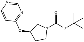 1-Pyrrolidinecarboxylic acid, 3-(4-pyrimidinyloxy)-, 1,1-dimethylethyl ester, (3R)- Structure