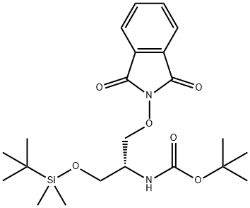 Carbamic acid, N-[(1S)-2-[(1,3-dihydro-1,3-dioxo-2H-isoindol-2-yl)oxy]-1-[[[(1,1-dimethylethyl)dimethylsilyl]oxy]methyl]ethyl]-, 1,1-dimethylethyl ester 구조식 이미지