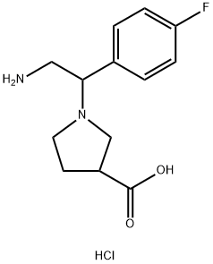 3-Pyrrolidinecarboxylic acid, 1-[2-amino-1-(4-fluorophenyl)ethyl]-, hydrochloride (1:1) 구조식 이미지