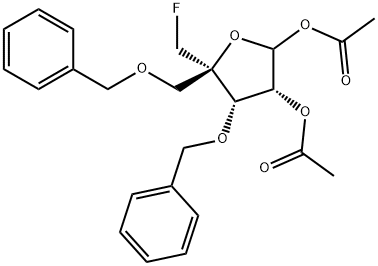 D-Ribofuranose, 4-C-(fluoromethyl)-3,5-bis-O-(phenylmethyl)-, 1,2-diacetate 구조식 이미지