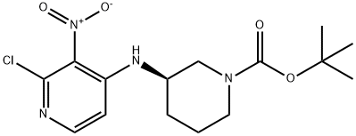 1-Piperidinecarboxylic acid, 3-[(2-chloro-3-nitro-4-pyridinyl)amino]-, 1,1-dimethylethyl ester, (3R)- Structure