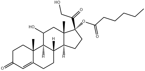 Pregn-4-ene-3,20-dione, 11,21-dihydroxy-17-[(1-oxohexyl)oxy]- 구조식 이미지