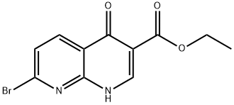 1,8-naphthyidine-3-carboxylic acid,7-bromo-1,4-dihydro-4-oxo,ethyl ester Structure