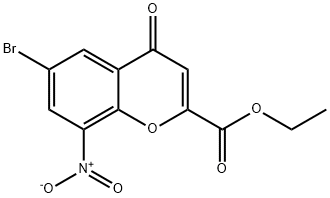 6-Bromo-8-nitro-4-oxo-4H-chromene-2-carboxylic acid ethyl ester 구조식 이미지