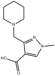 1-methyl-3-(piperidin-1-ylmethyl)-1H-pyrazole-4-carboxylic acid Structure