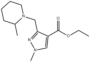 ethyl 1-methyl-3-[(2-methylpiperidin-1-yl)methyl]-1H-pyrazole-4-carboxylate Structure