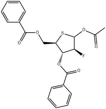 1-O-acetyl-2-deoxy-3,5-di-O-benzoyl-2-fluoro-4-thio-D arabinofuranone 구조식 이미지