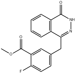 Benzoic acid, 5-[(3,4-dihydro-4-oxo-1-phthalazinyl)methyl]-2-fluoro-, methyl ester Structure