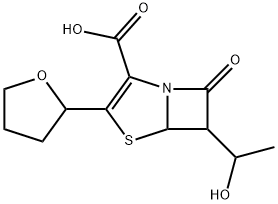 4-Thia-1-azabicyclo[3.2.0]hept-2-ene-2-carboxylic acid, 6-(1-hydroxyethyl)-7-oxo-3-(tetrahydro-2-furanyl)- Structure