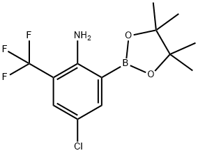 Benzenamine, 4-chloro-2-(4,4,5,5-tetramethyl-1,3,2-dioxaborolan-2-yl)-6-(trifluoromethyl)- Structure