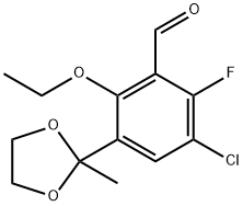 Benzaldehyde, 3-chloro-6-ethoxy-2-fluoro-5-(2-methyl-1,3-dioxolan-2-yl)- Structure