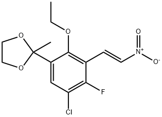 1,3-Dioxolane, 2-[5-chloro-2-ethoxy-4-fluoro-3-[(1E)-2-nitroethenyl]phenyl]-2-methyl- 구조식 이미지